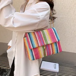 Bolso de hombro de moda sencillo arcoíris para mujer