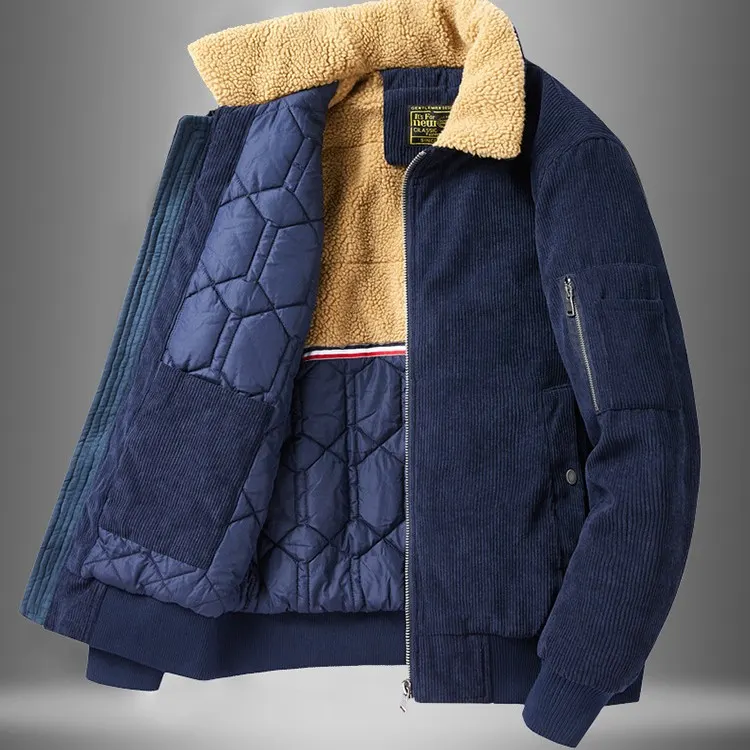 Casaco de algodão oversized e solto com lapela para homem