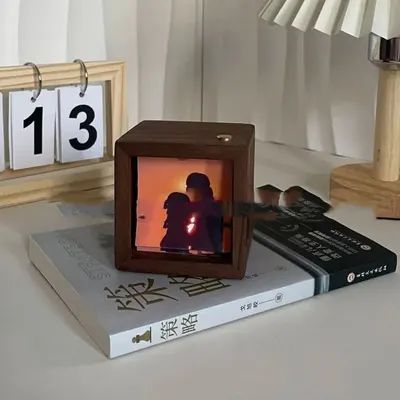 Máquina de fotos flip book personalizada, ornamento quadrado