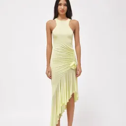 Rund Hals Sleeveless Klänning Fashion Tight Plisserad