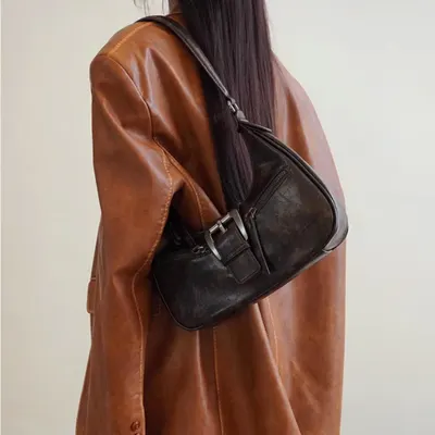 Bolsa de Ombro Retro para Mulheres, Bolsa Transversal em Forma de Meia-lua