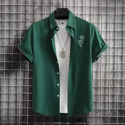 Camisa Hawaiana de Manga Corta 3D Rayada para Hombre