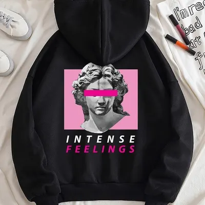 Moletom com capuz unissexo de manga comprida com estampado