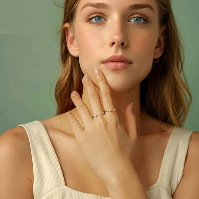 Enkel och elegant moissanite öppen ring