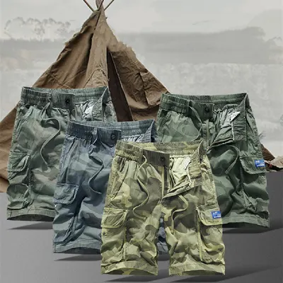 Calções desportivos de trabalho novos com padrão de camuflagem para homem