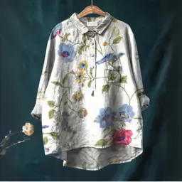 Camisa de manga comprida casual, estampada com animais, estilo havaiano