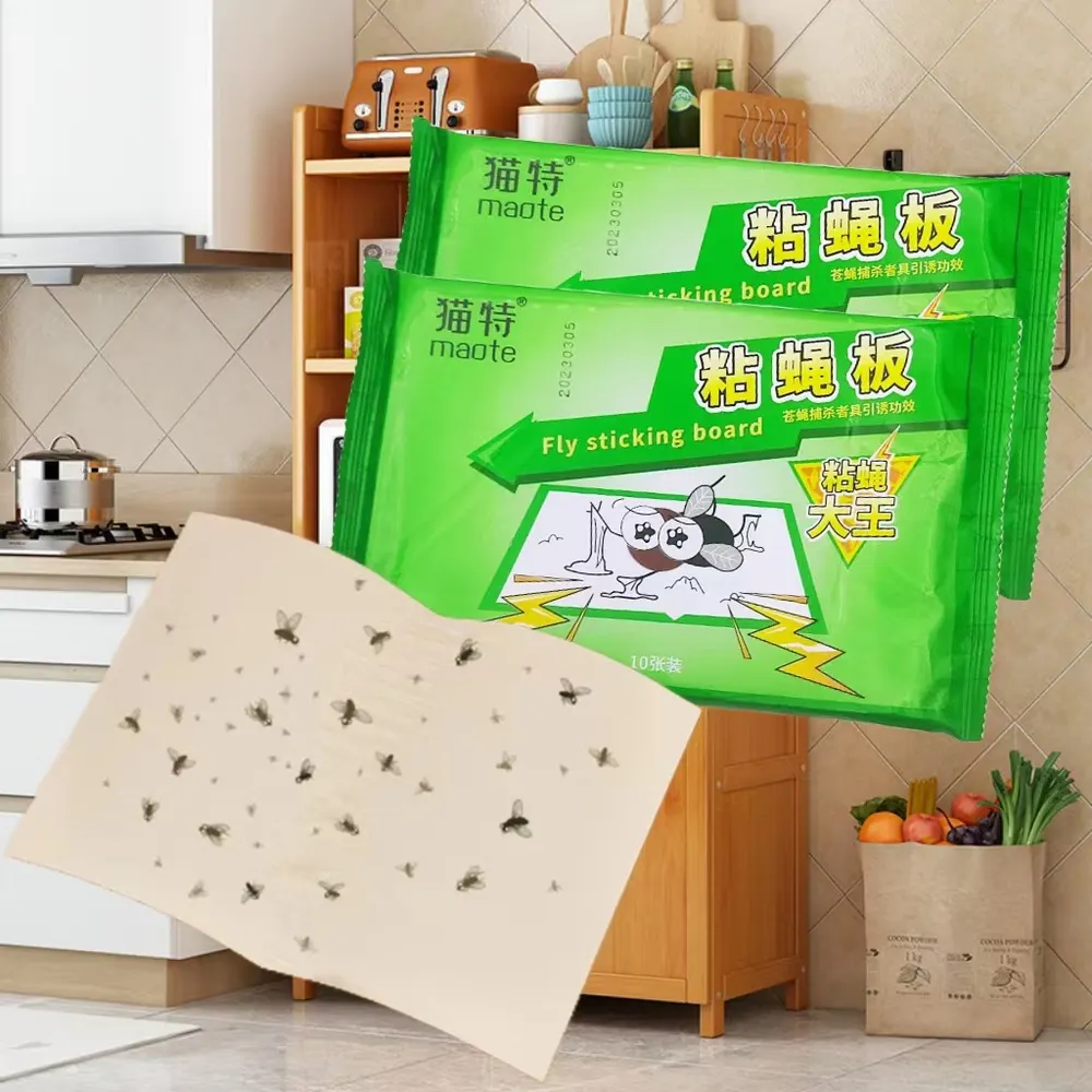 强力粘苍蝇纸苍蝇贴粘蝇板粘蝇胶引诱捕捉器可厨房仓库家用灭蝇子