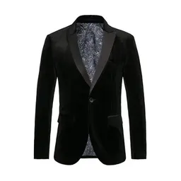 Blazer de Veludo Dourado de Outono e Inverno, Blazer Slim Fit de Alta Qualidade, Casual para Homens, Noivos e Cantores