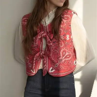 Colete Curto de Algodão, Combinável para Mulher, Moda