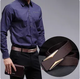Cinto Simples e Elegante para Homens, Estilo Coreano, Fivela Lisa, para Homens de Meia-Idade
