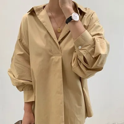 قميص جديد أوائل الخريف أنيق بأزرار وفضفاض لتنحيف الجسم