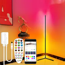 مصباح أرضي ملون LED، بلوتوث RGB، لغرفة المعيشة وغرفة النوم