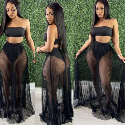 Saia plissada de malha feminina de moda, conjunto de três peças