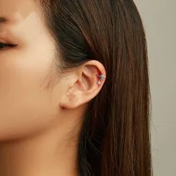 싱글 스털링 실버 팔각 별 이어 클립 심플