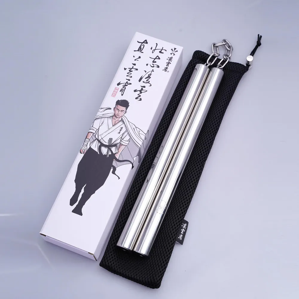 Nunchakus de Aço Inoxidável Cabeça Chata para Adultos e Crianças