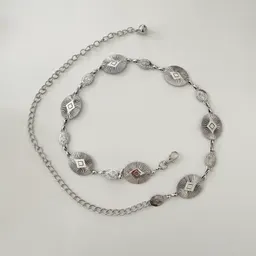 Cinto de cintura oval de metal com padrão étnico retrô