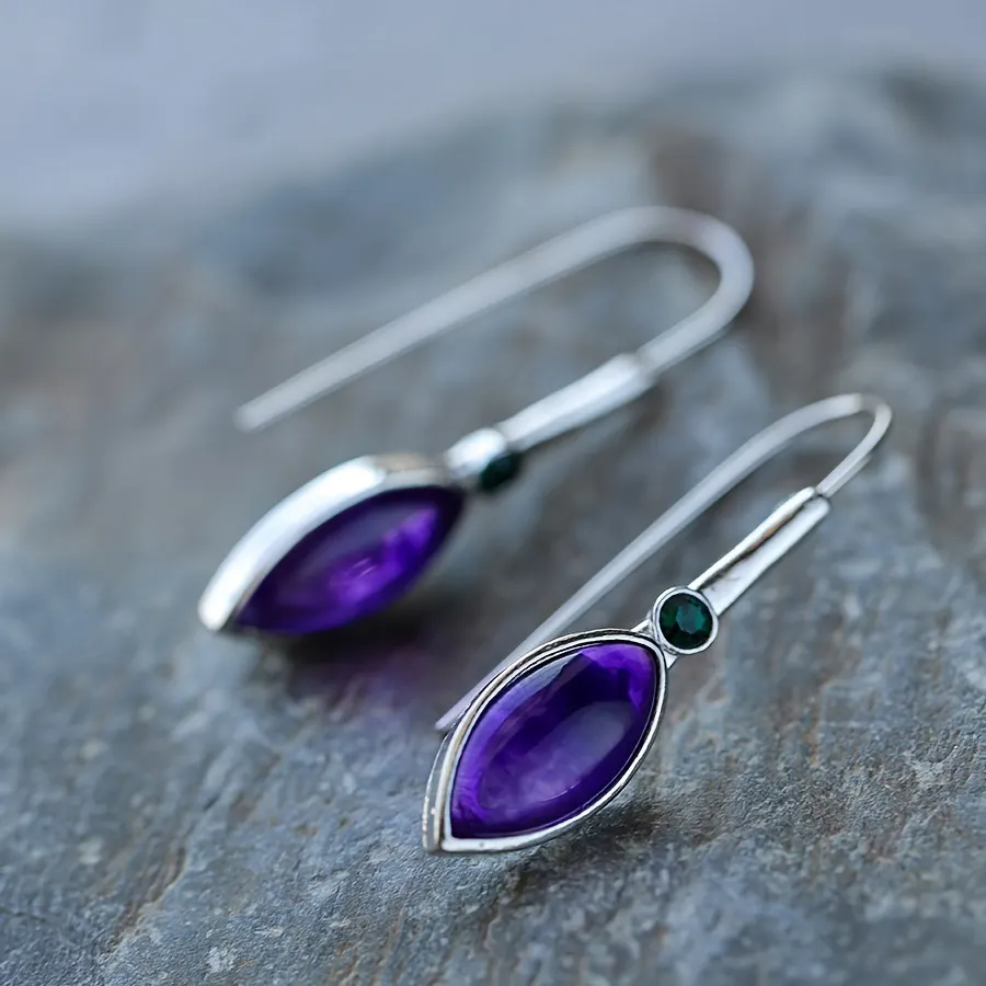 Vintage Horse Eye Amethyst Earrings For Women