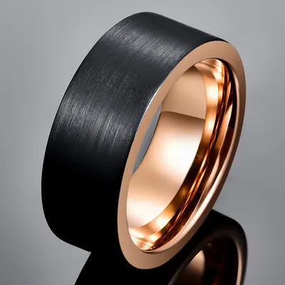 幅8mm 外周ブラッシュド加工 メッキ ブラック ローズゴールド メンズ タングステンリング