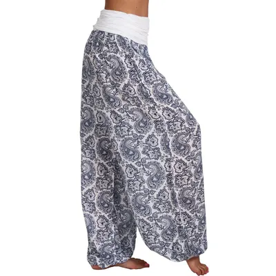 Calças de perna larga para mulher