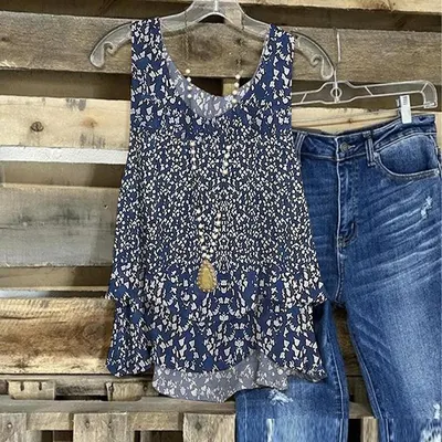 Top de gola larga casual estampado novo para mulher