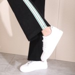 侧边织带条纹直筒长款休闲裤女潮牌韩系宽松运动裤松紧腰百搭裤子