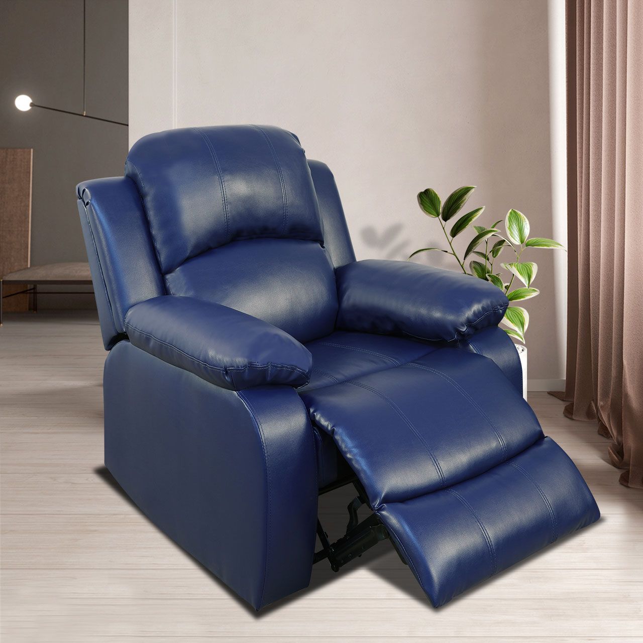 Dark Blue Semi PU Unit Sofa Living Room Sofa