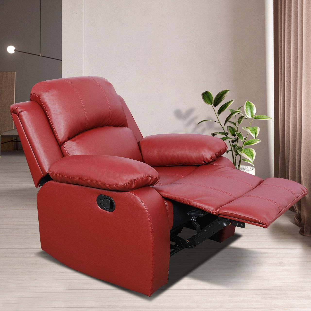 Red Semi PU And PVC Unit Sofa Living Room Sofa C