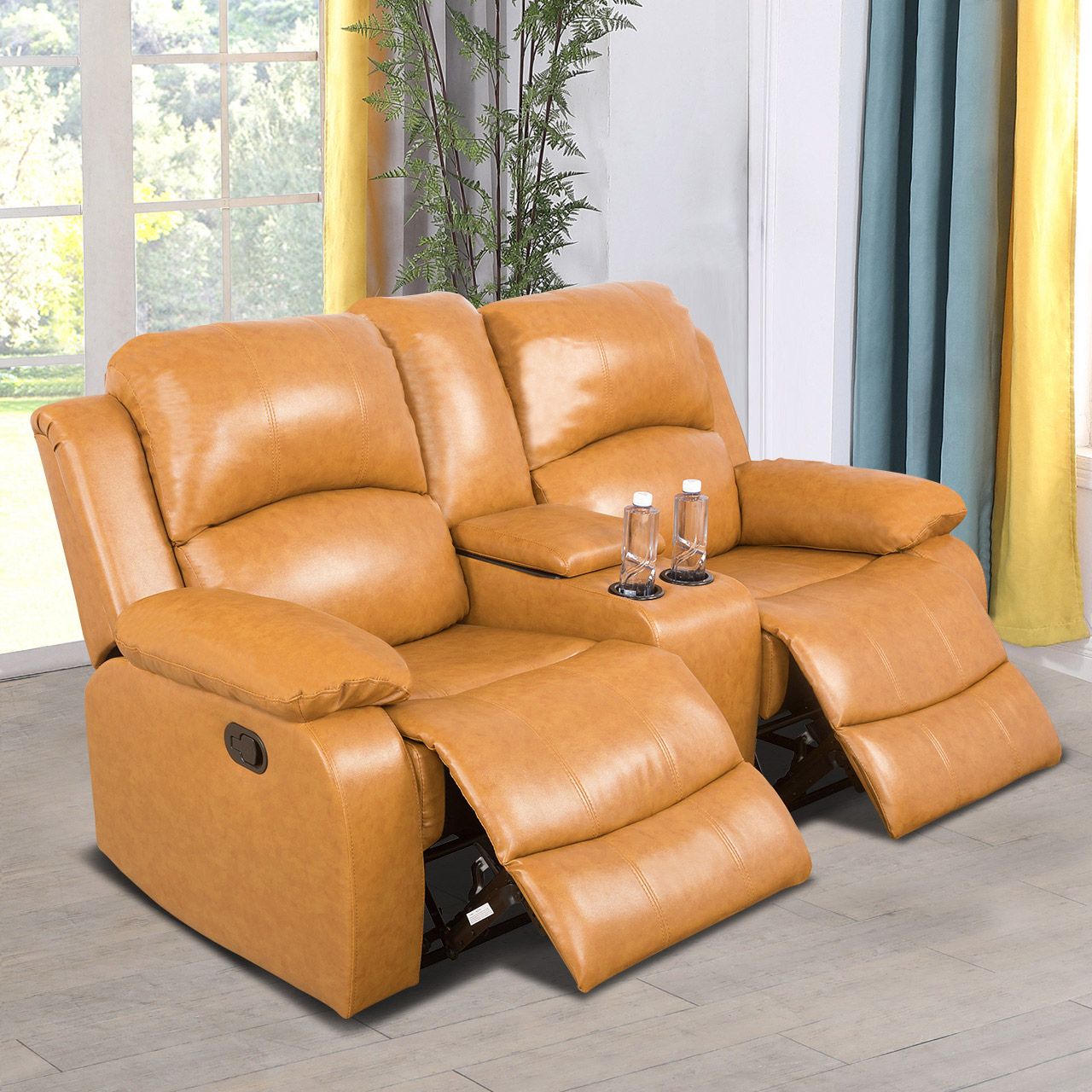 Ginger Semi PU And PVC Loveseat Living Room Sofa