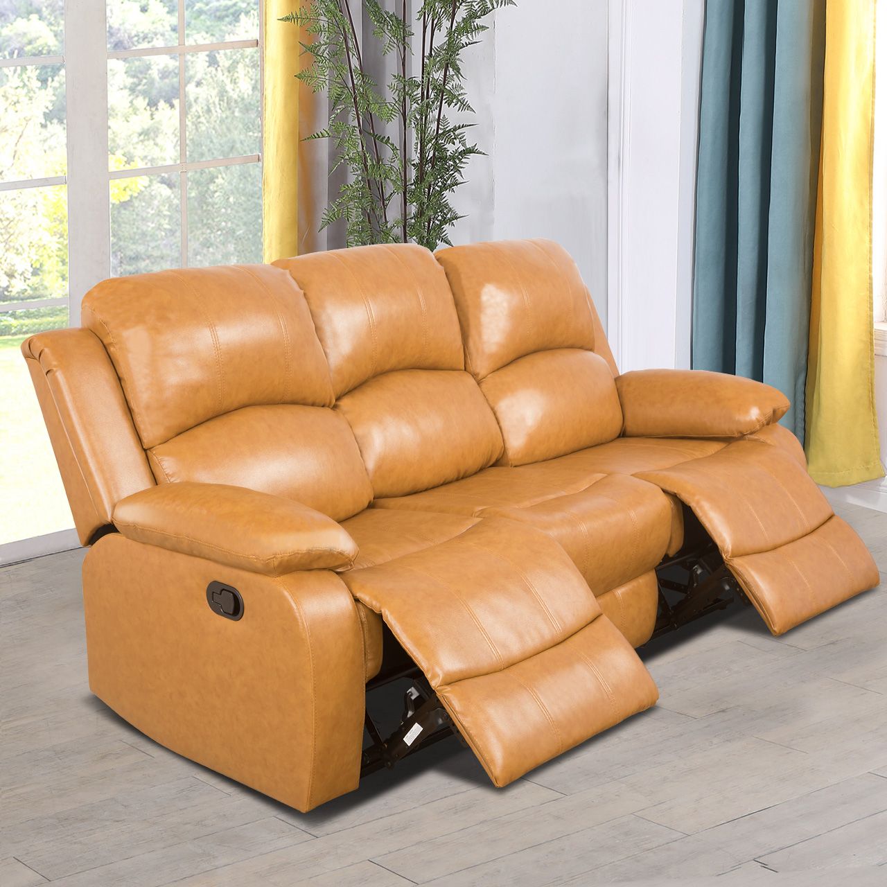 Ginger Semi PU And PVC 3 Seat Sofa Living Room Sofa