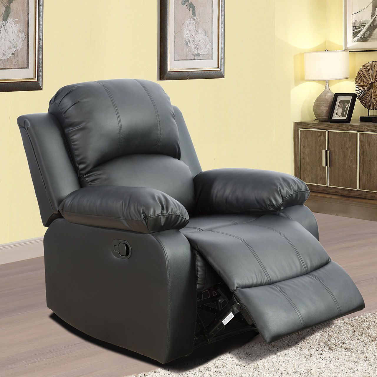 Black Semi PU And PVC Unit Sofa Living Room Sofa C