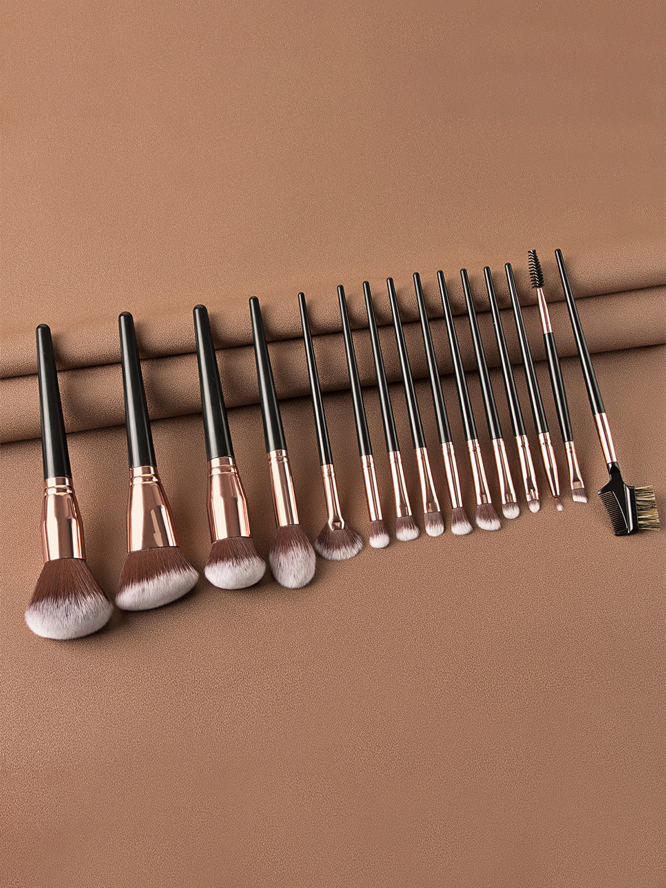 15 large black makeup brush set + makeup brush bag