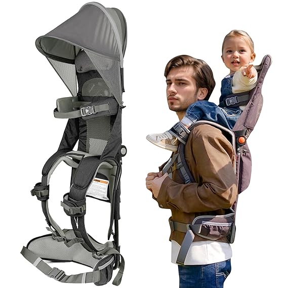 WIPHA Hiking Backpack Carrier,Lightweight Toddler Shoulder Carrier with Sun Shade, Saddle Toddler Backpack
