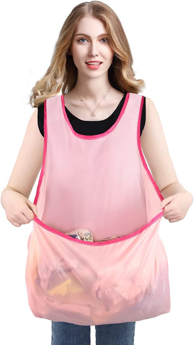 Portable laundry clothes dry hanging apron with pockets, waterproof