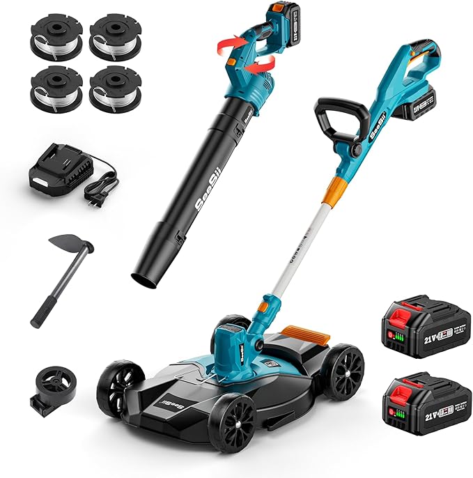 SEESII Electric 12" (approx. 30.5 cm) Lawn Mower & Leaf Blower Combo Kit