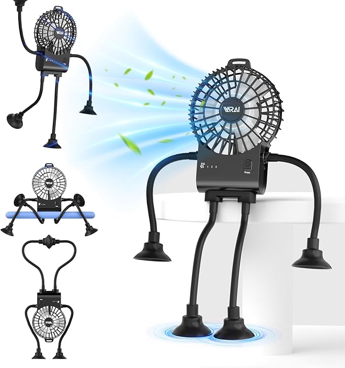 Small robot fan, fun table fan with suction cup,