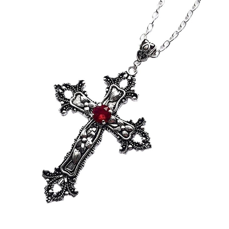 Creative Flower Pattern Cross Diamond Necklace