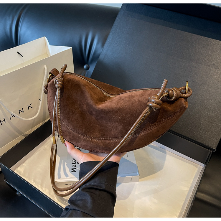 Retro design Maillard fashionable versatile shoulder bag for women new high-end crossbody dumpling bag
