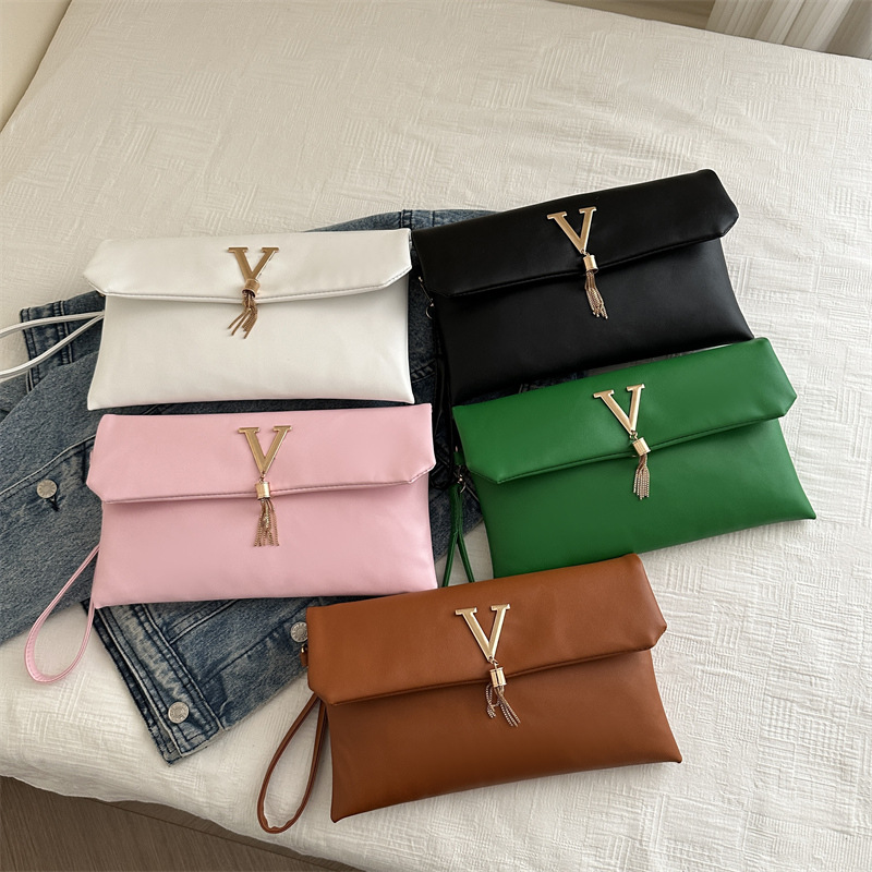 New European and American style clutch bag V-shaped decorative buckle wallet multifunctional trendy simple wallet