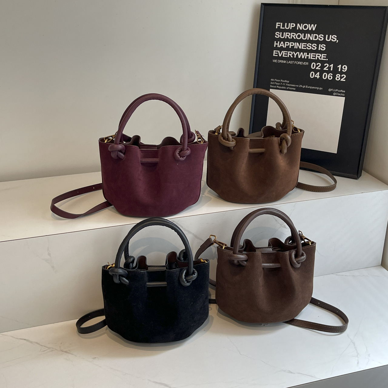 High-grade suede handbag, vegetable basket, new style, niche, fashionable, shoulder and crossbody pleated bag