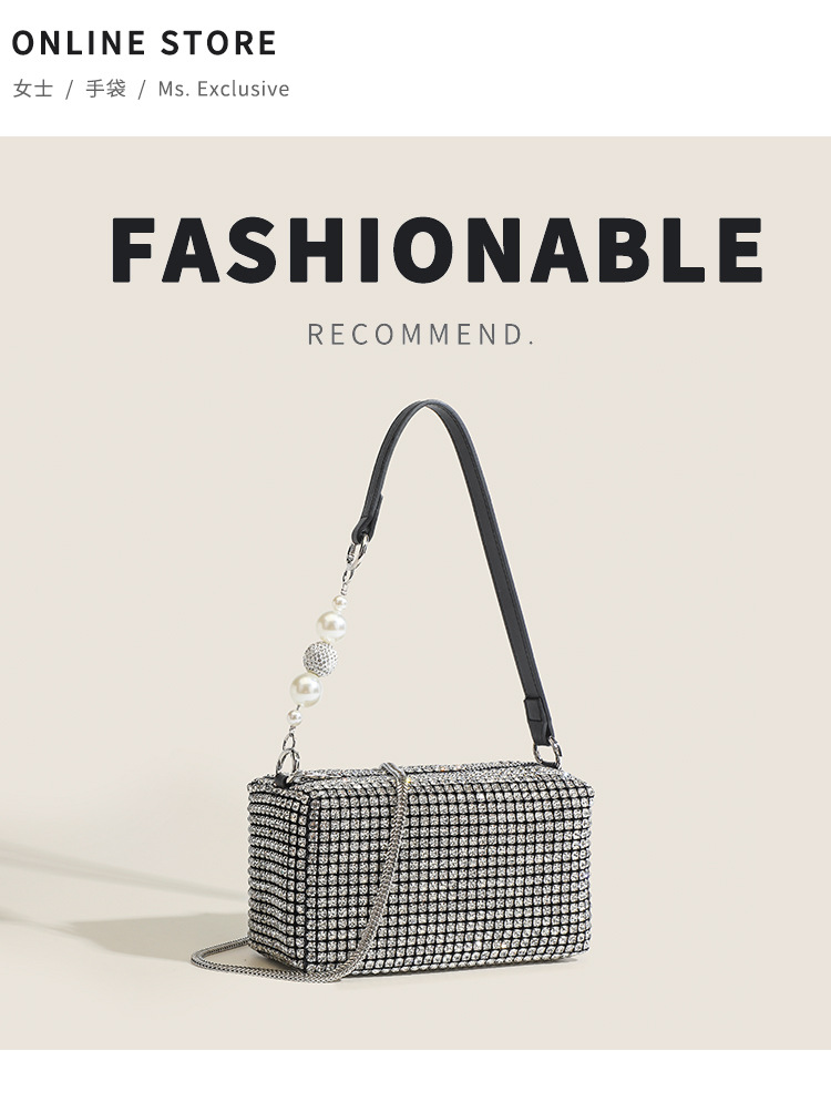 New women's rhinestone bag shoulder messenger bag high-end full diamond underarm bag for women