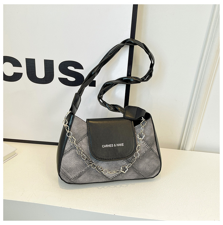 High-quality texture niche retro stitching underarm bag female new fashion generous commuting versatile shoulder bag