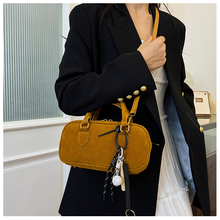 Maillard suede bowling all-match handbag shoulder bag
