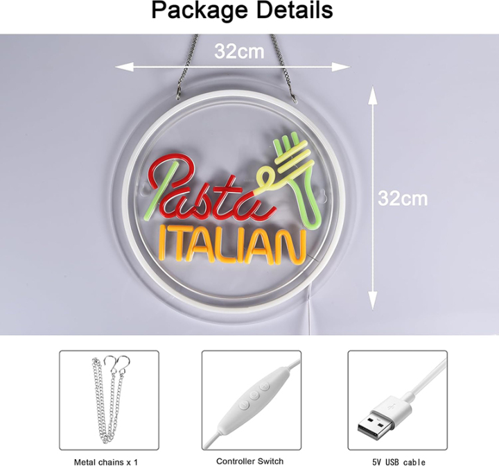 Kinyu Signs Pasta Neon Sign Personalized Neon Sign Wall Decoration for Food Shop