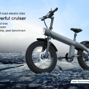 트렌디한 접이식 지방 타이어 전기 자전거 (성인용) – 48V 20Ah 장거리 배터리, 세련된 무광 검정 디자인 (UL 인증) 올터레인 통근용 E-바이크