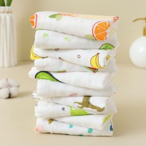 Мягкие детские полотенца для лица, 6-слойные высокоплотные квадратные полотенца из 100% хлопка с текстурой сеерсукера, пелёнки для срыгивания, ультра-мягкие полотенца для умывания лица малыша, 5 шт.