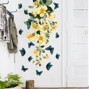 クリエイティブな花の蔓と蝶のウォールステッカー 寝室・リビングルーム・書斎のデコレーション用