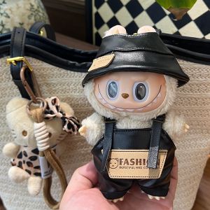 17cm Labubu Figures, 1st/2nd/3rd Gen Doll Outfits, PU Leather Costume Dress-Clothing Only