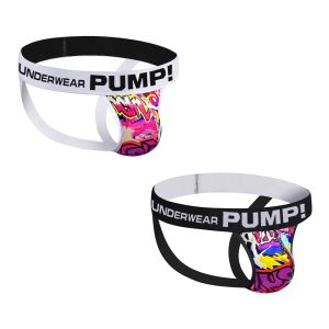 2件裝 歐洲美式街頭塗鴉印花男士丁字褲，臀部抬高設計、低腰設計，同志雙丁字褲款