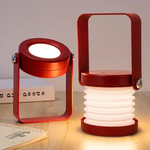 Dormitory Foldable Lantern Light, Retro Bedside Night Lamp, USB-Rechargeable Eye-Care Sleep Light for Students