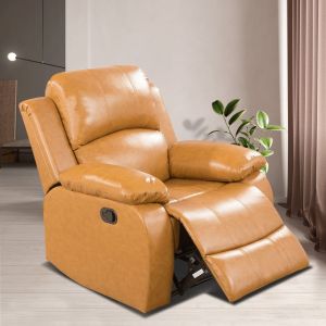 Ginger Yellow Half PU and PVC Single-Seater Sofa Living Room Sofa